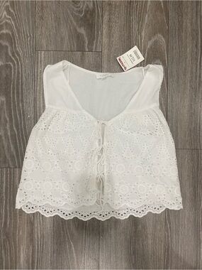 iris White Eyelet Tie-Front Camisole